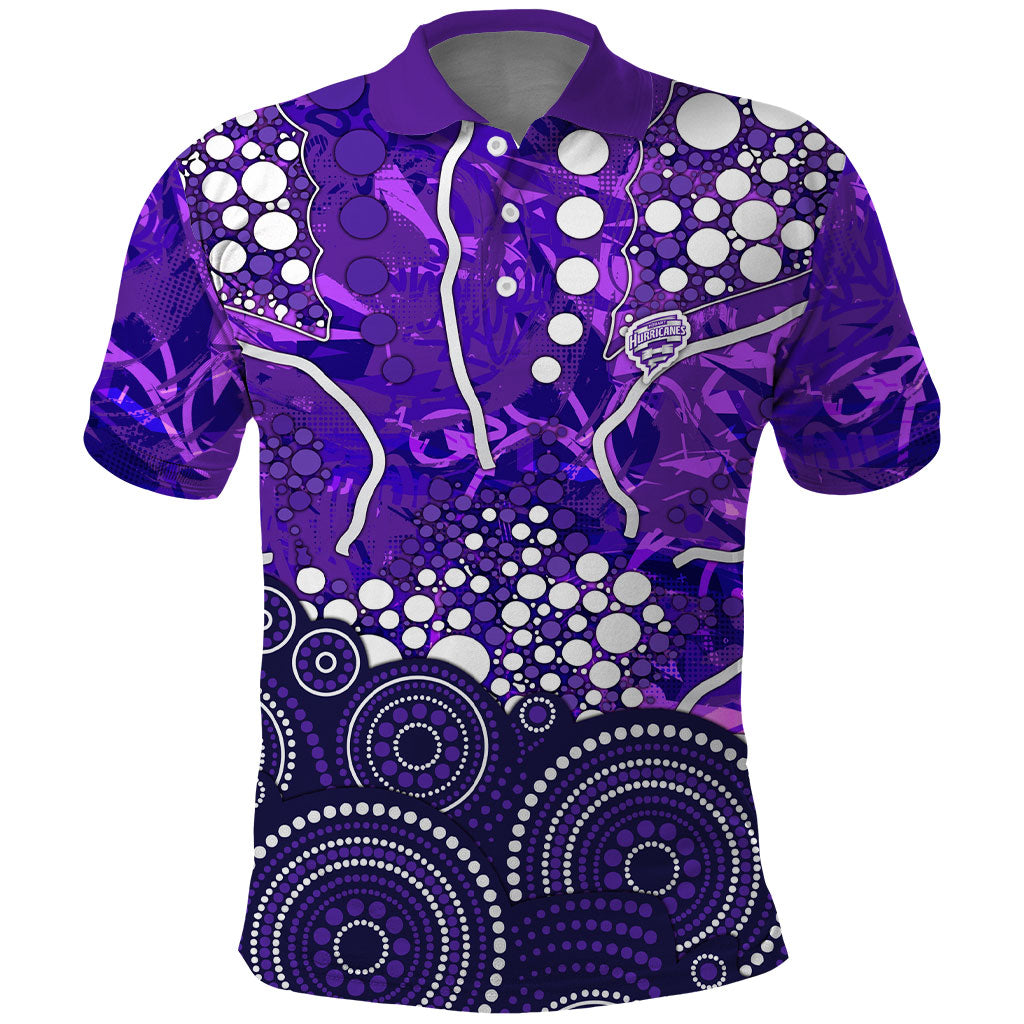 Hobart Hurricanes Polo Shirt Graffiti Urban Aboriginal Dot Abstract Design