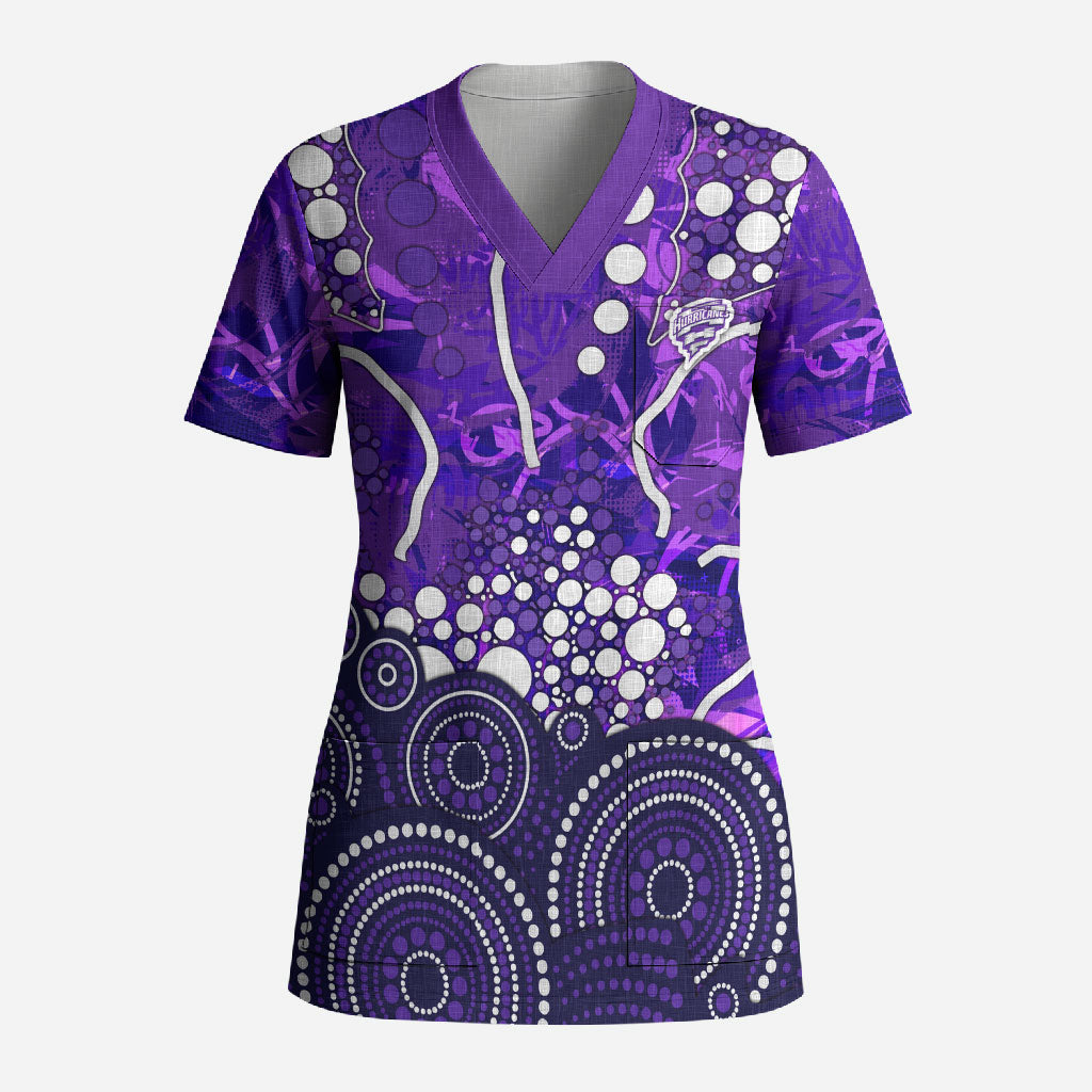 Hobart Hurricanes Scrub Top Graffiti Urban Aboriginal Dot Abstract Design