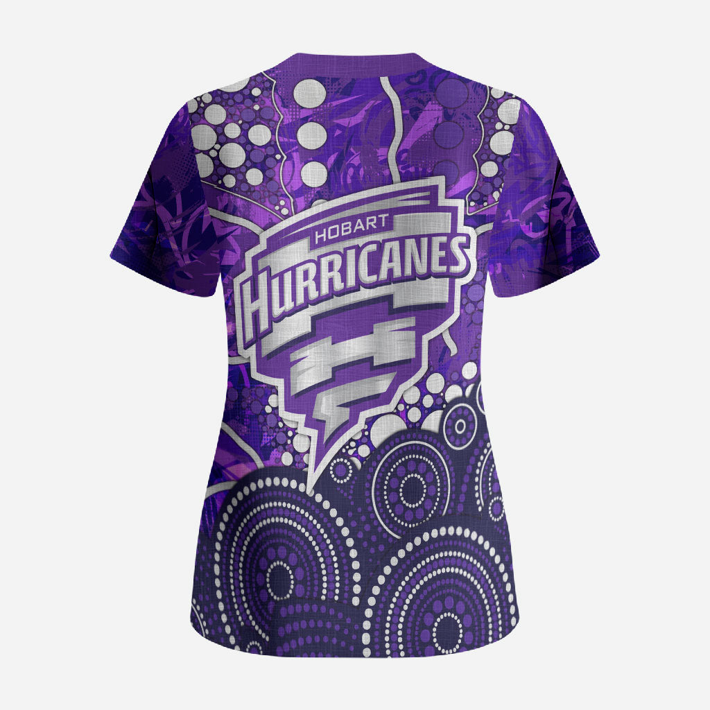 Hobart Hurricanes Scrub Top Graffiti Urban Aboriginal Dot Abstract Design