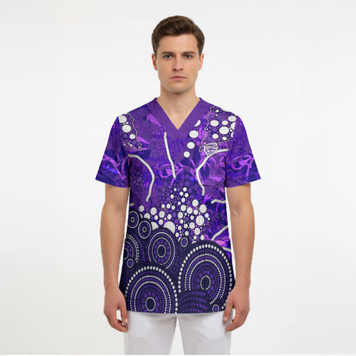 Hobart Hurricanes Scrub Top Graffiti Urban Aboriginal Dot Abstract Design