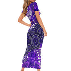 Hobart Hurricanes Short Sleeve Bodycon Dress Graffiti Urban Aboriginal Dot Abstract Design