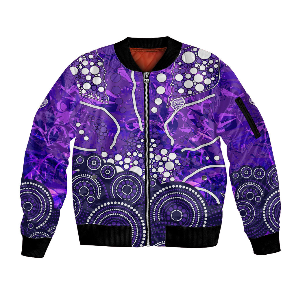 Hobart Hurricanes Sleeve Zip Bomber Jacket Graffiti Urban Aboriginal Dot Abstract Design