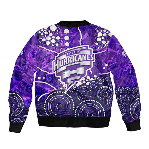 Hobart Hurricanes Sleeve Zip Bomber Jacket Graffiti Urban Aboriginal Dot Abstract Design