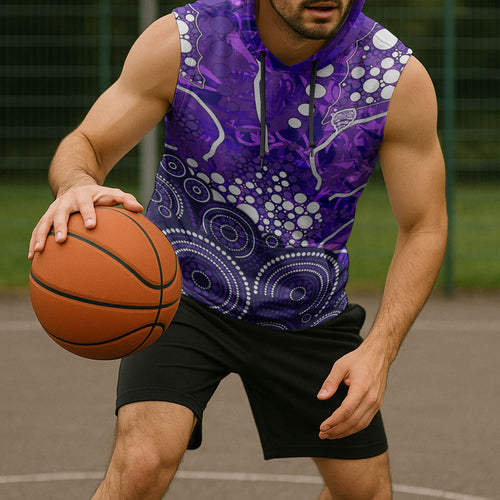 Hobart Hurricanes Sleeveless Hoodie Graffiti Urban Aboriginal Dot Abstract Design