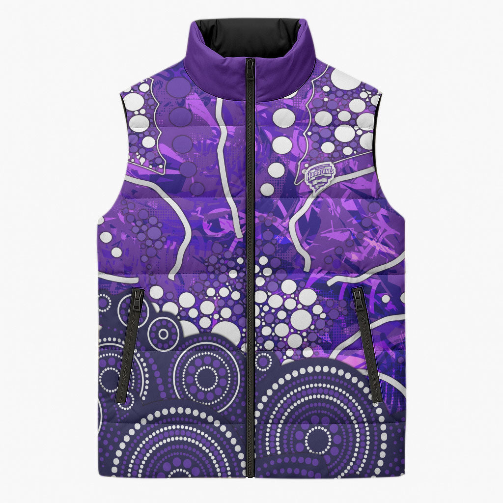 Hobart Hurricanes Sleeveless Puffer Jacket Graffiti Urban Aboriginal Dot Abstract Design