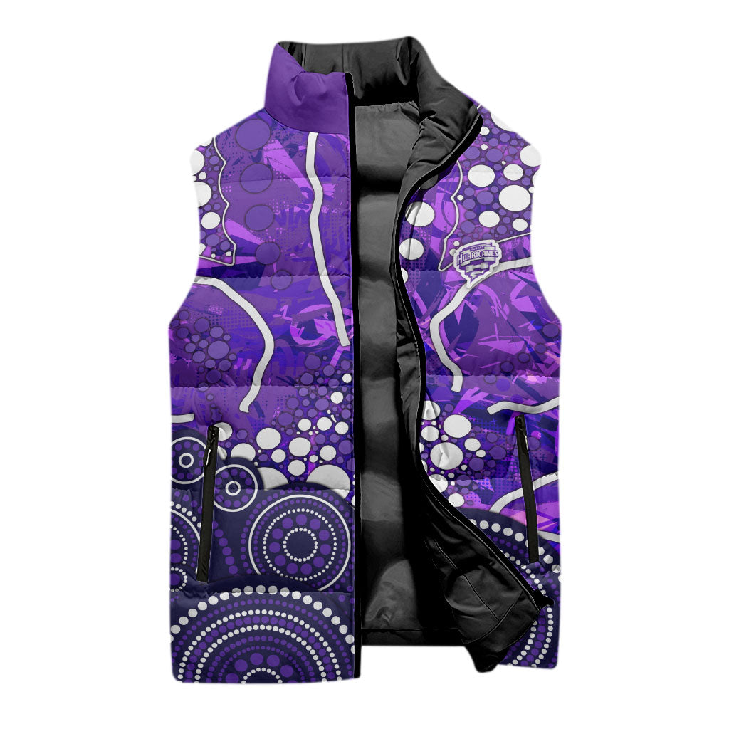 Hobart Hurricanes Sleeveless Puffer Jacket Graffiti Urban Aboriginal Dot Abstract Design