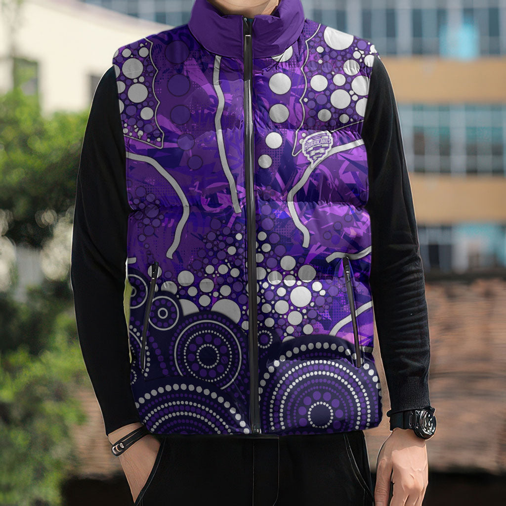 Hobart Hurricanes Sleeveless Puffer Jacket Graffiti Urban Aboriginal Dot Abstract Design