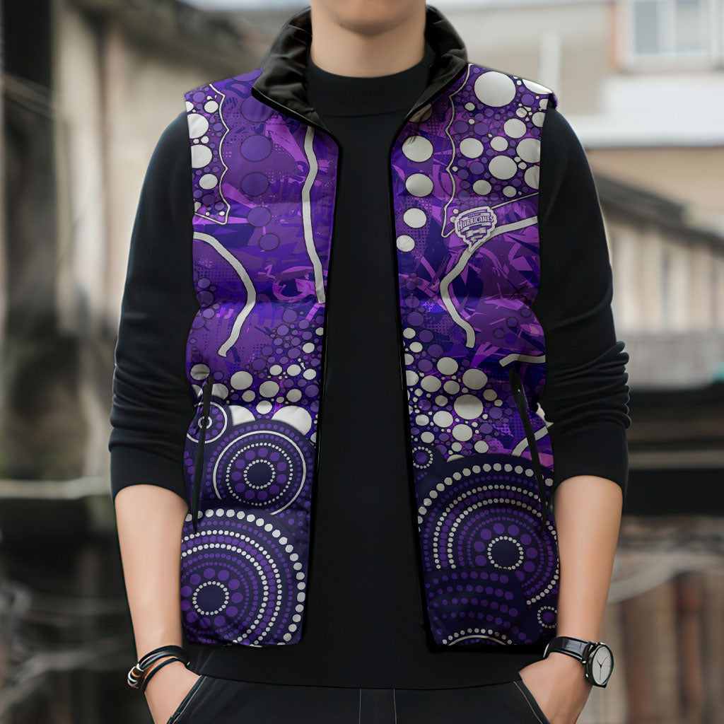 Hobart Hurricanes Sleeveless Puffer Jacket Graffiti Urban Aboriginal Dot Abstract Design