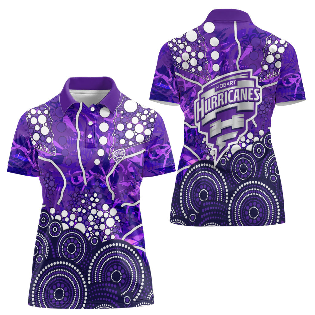 Hobart Hurricanes Women Polo Shirt Graffiti Urban Aboriginal Dot Abstract Design