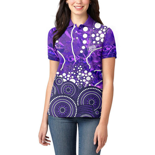 Hobart Hurricanes Women Polo Shirt Graffiti Urban Aboriginal Dot Abstract Design