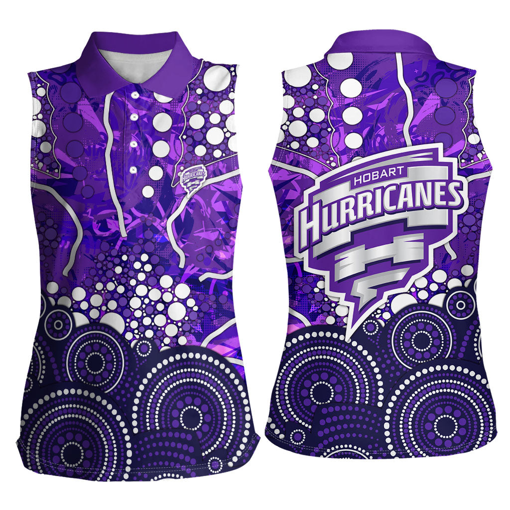 Hobart Hurricanes Women Sleeveless Polo Shirt Graffiti Urban Aboriginal Dot Abstract Design
