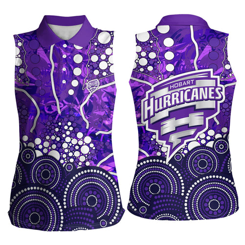 Hobart Hurricanes Women Sleeveless Polo Shirt Graffiti Urban Aboriginal Dot Abstract Design