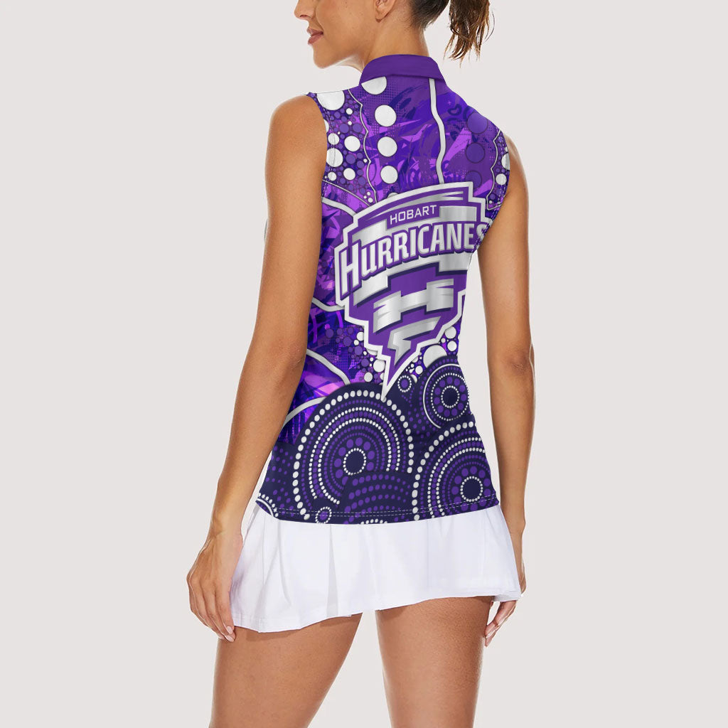 Hobart Hurricanes Women Sleeveless Polo Shirt Graffiti Urban Aboriginal Dot Abstract Design