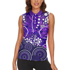 Hobart Hurricanes Women Sleeveless Polo Shirt Graffiti Urban Aboriginal Dot Abstract Design