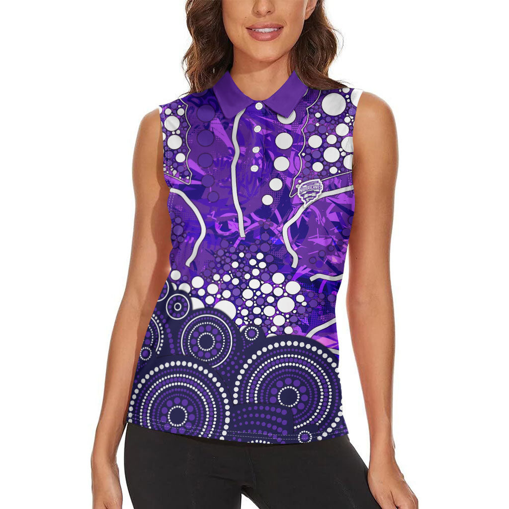 Hobart Hurricanes Women Sleeveless Polo Shirt Graffiti Urban Aboriginal Dot Abstract Design