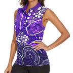 Hobart Hurricanes Women Sleeveless Polo Shirt Graffiti Urban Aboriginal Dot Abstract Design