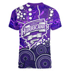 Hobart Hurricanes Women V-Neck T-Shirt Graffiti Urban Aboriginal Dot Abstract Design