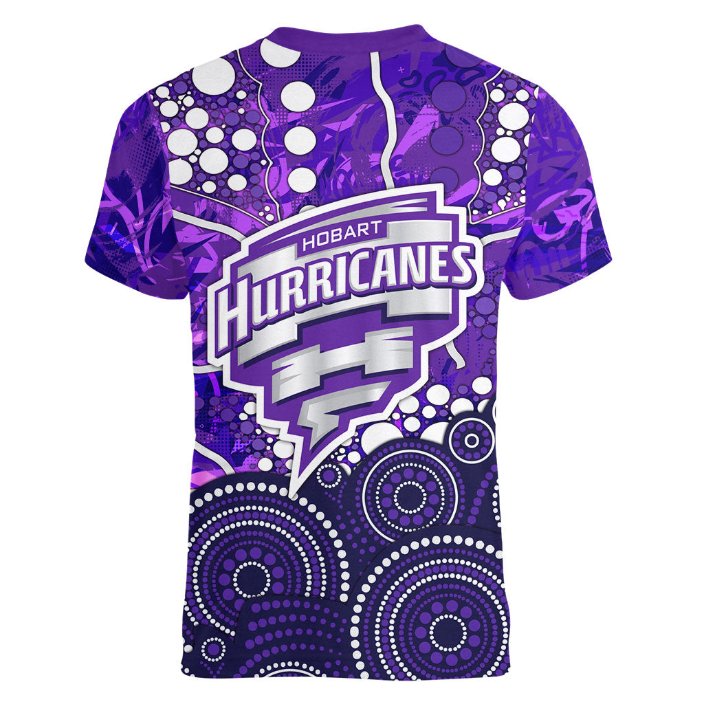 Hobart Hurricanes Women V-Neck T-Shirt Graffiti Urban Aboriginal Dot Abstract Design