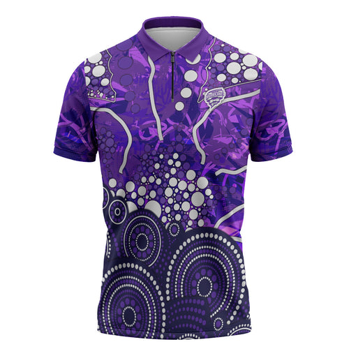 Hobart Hurricanes Zipper Polo Shirt Graffiti Urban Aboriginal Dot Abstract Design