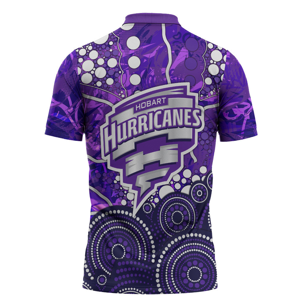 Hobart Hurricanes Zipper Polo Shirt Graffiti Urban Aboriginal Dot Abstract Design