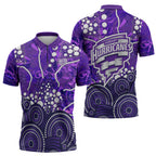 Hobart Hurricanes Zipper Polo Shirt Graffiti Urban Aboriginal Dot Abstract Design