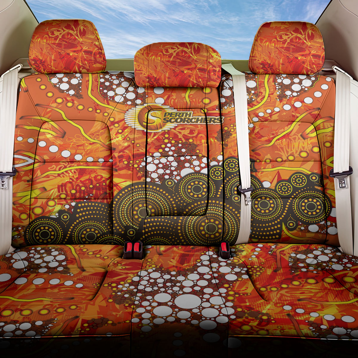 Perth Scorchers Back Car Seat Cover Graffiti Urban Aboriginal Dot Abstract Design