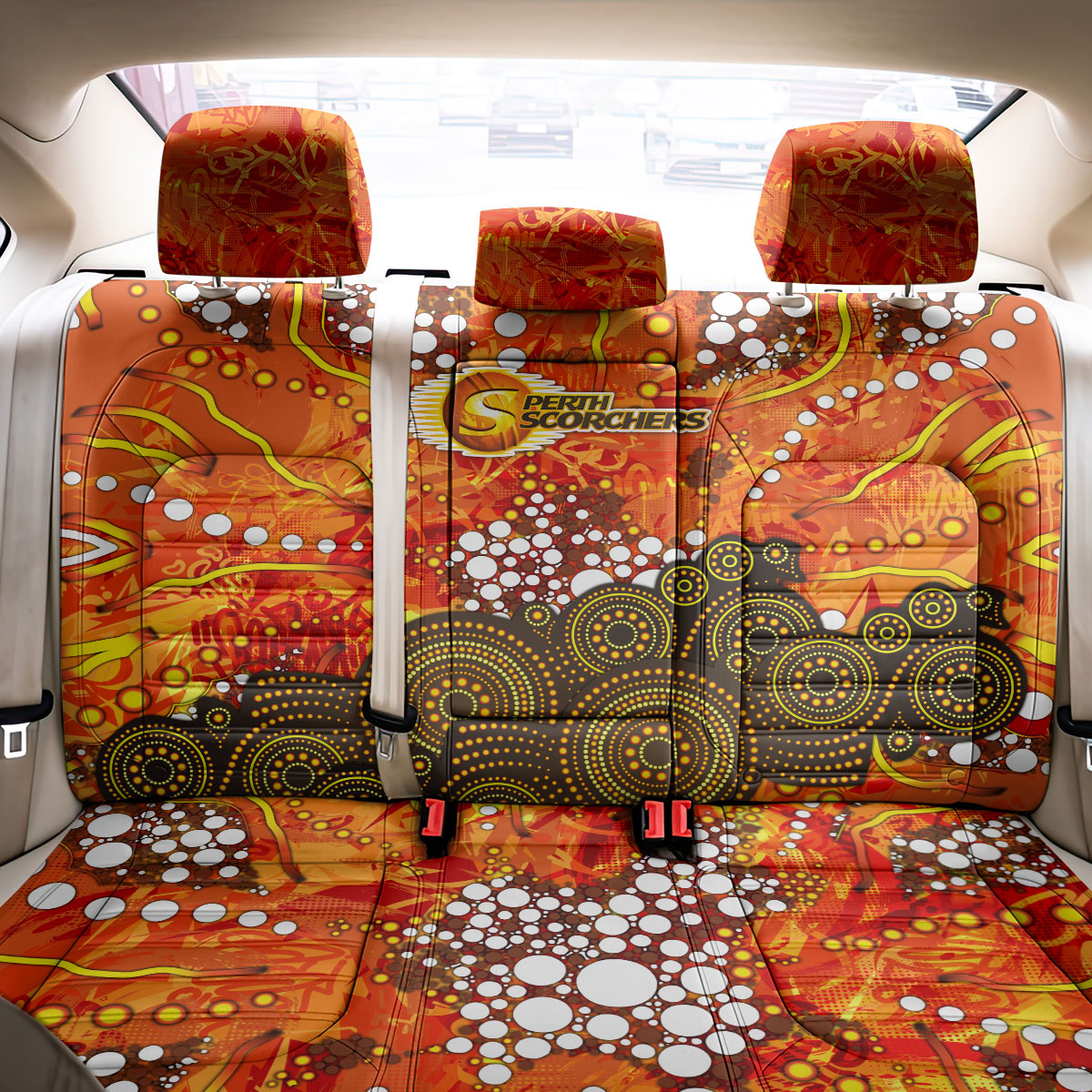 Perth Scorchers Back Car Seat Cover Graffiti Urban Aboriginal Dot Abstract Design