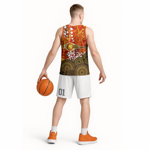 Perth Scorchers Basketball Jersey Graffiti Urban Aboriginal Dot Abstract Design