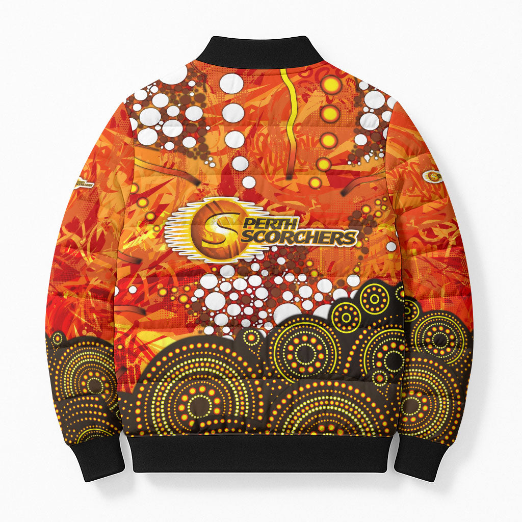 Perth Scorchers Bomber Puffer Jacket Graffiti Urban Aboriginal Dot Abstract Design