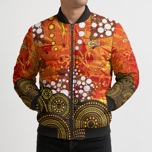 Perth Scorchers Bomber Puffer Jacket Graffiti Urban Aboriginal Dot Abstract Design