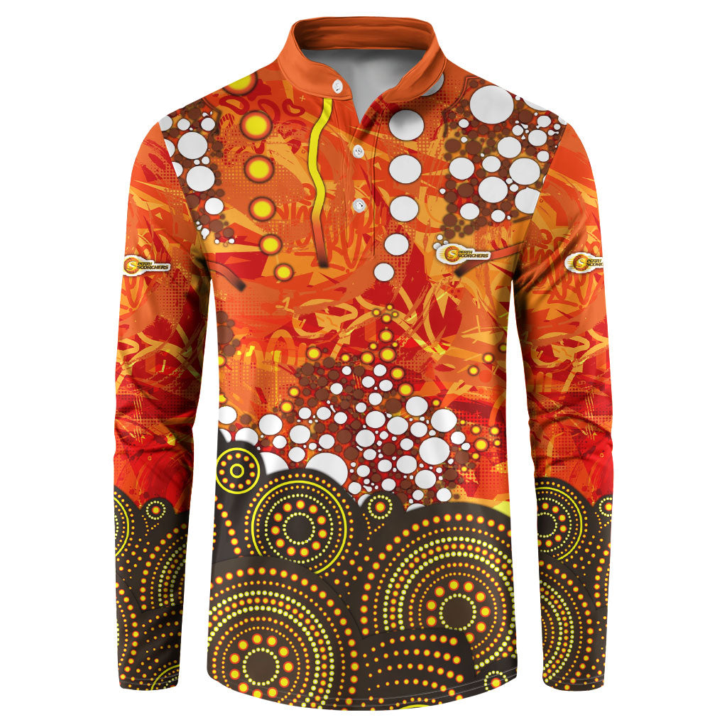 Perth Scorchers Button Sweatshirt Graffiti Urban Aboriginal Dot Abstract Design