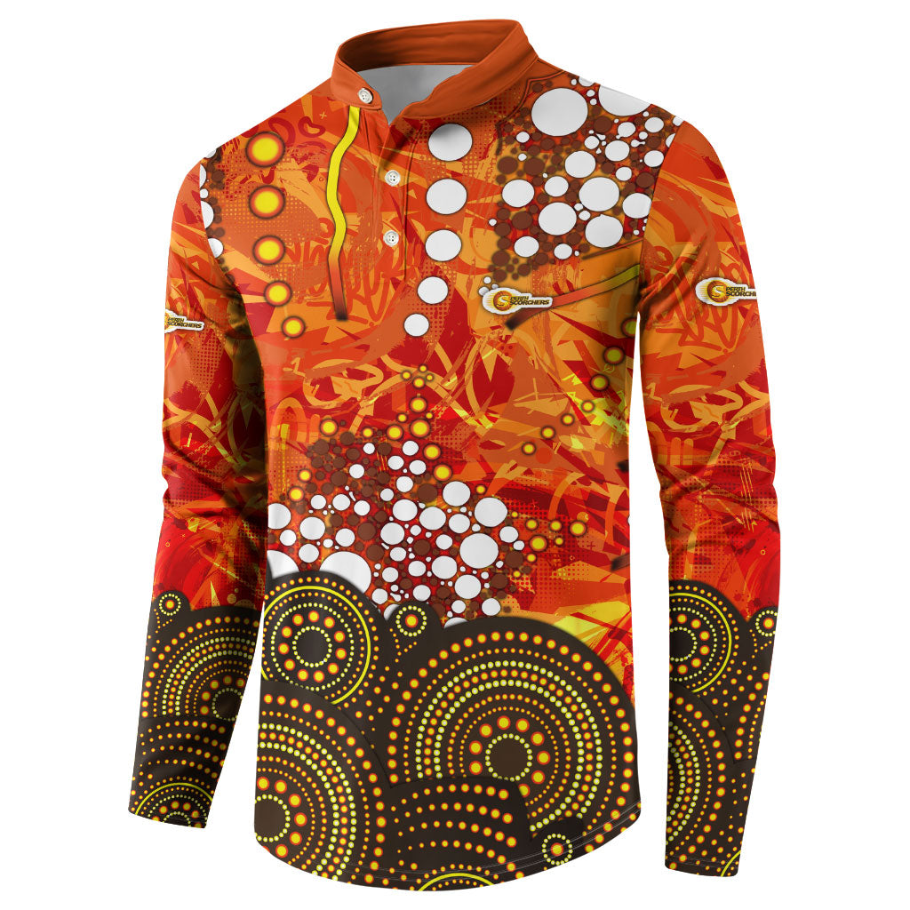 Perth Scorchers Button Sweatshirt Graffiti Urban Aboriginal Dot Abstract Design
