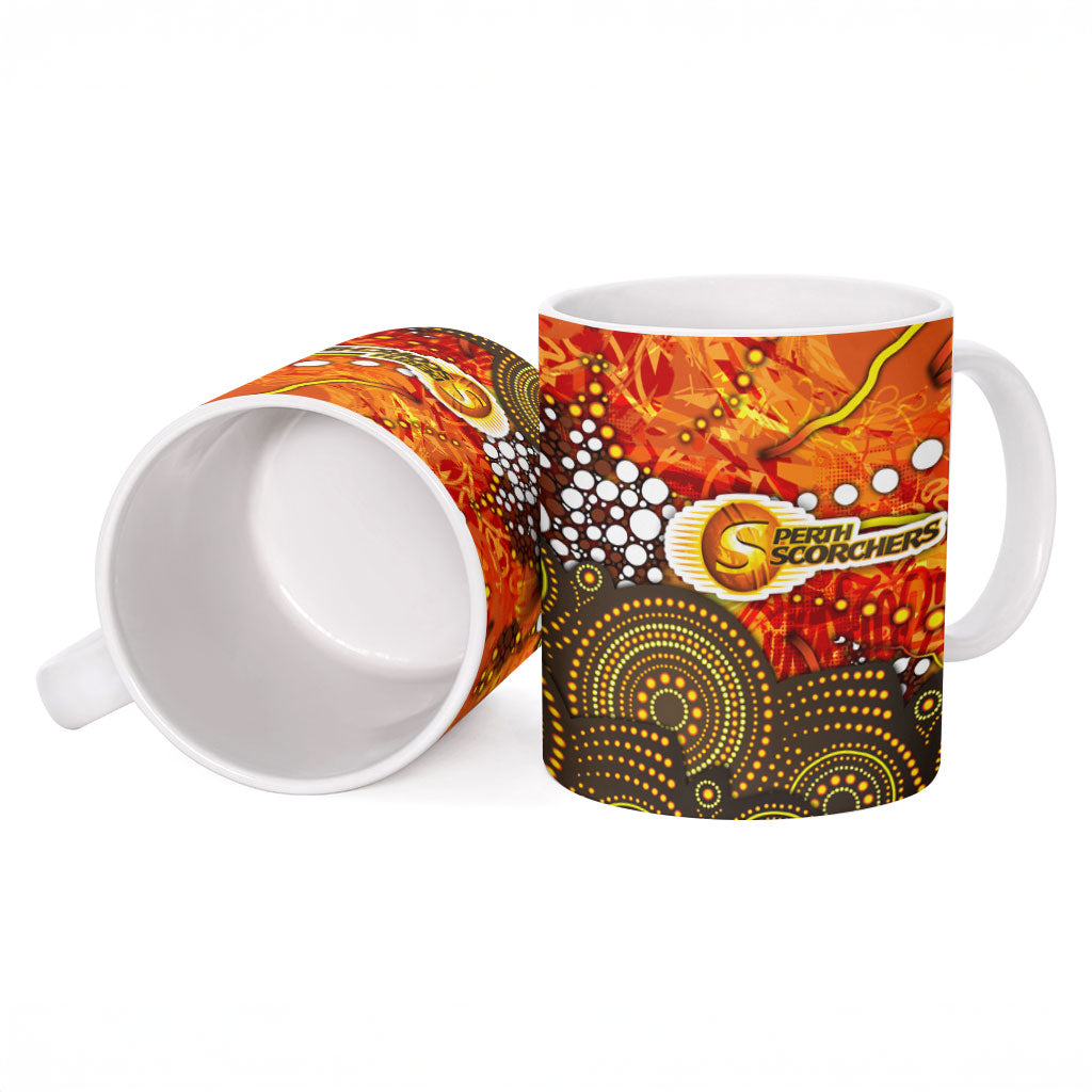 Perth Scorchers Ceramic Mug Graffiti Urban Aboriginal Dot Abstract Design