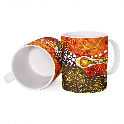 Perth Scorchers Ceramic Mug Graffiti Urban Aboriginal Dot Abstract Design