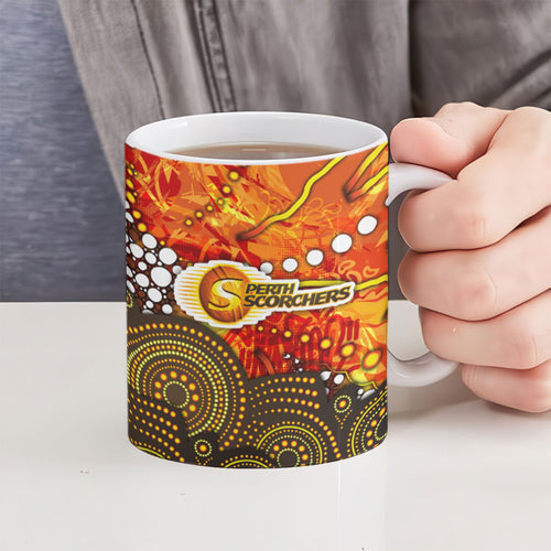 Perth Scorchers Ceramic Mug Graffiti Urban Aboriginal Dot Abstract Design