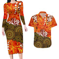 Perth Scorchers Couples Matching Long Sleeve Bodycon Dress and Hawaiian Shirt Graffiti Urban Aboriginal Dot Abstract Design