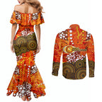 Perth Scorchers Couples Matching Mermaid Dress and Long Sleeve Button Shirt Graffiti Urban Aboriginal Dot Abstract Design