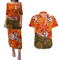 Perth Scorchers Couples Matching Puletasi and Hawaiian Shirt Graffiti Urban Aboriginal Dot Abstract Design