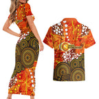 Perth Scorchers Couples Matching Short Sleeve Bodycon Dress and Hawaiian Shirt Graffiti Urban Aboriginal Dot Abstract Design