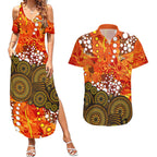 Perth Scorchers Couples Matching Summer Maxi Dress and Hawaiian Shirt Graffiti Urban Aboriginal Dot Abstract Design