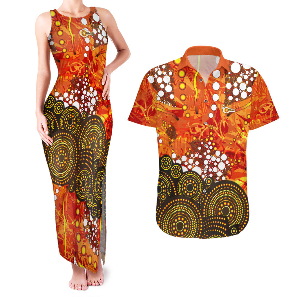 Perth Scorchers Couples Matching Tank Maxi Dress and Hawaiian Shirt Graffiti Urban Aboriginal Dot Abstract Design