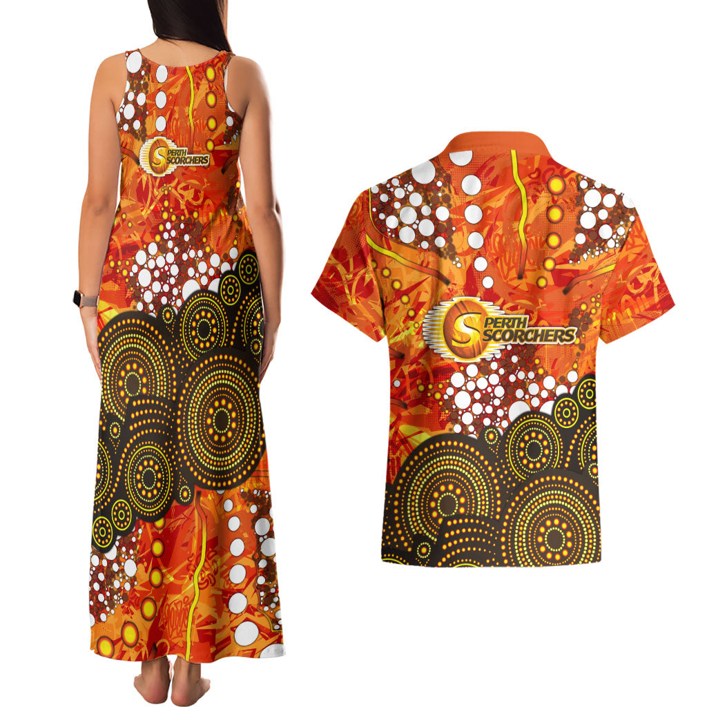 Perth Scorchers Couples Matching Tank Maxi Dress and Hawaiian Shirt Graffiti Urban Aboriginal Dot Abstract Design