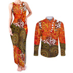 Perth Scorchers Couples Matching Tank Maxi Dress and Long Sleeve Button Shirt Graffiti Urban Aboriginal Dot Abstract Design