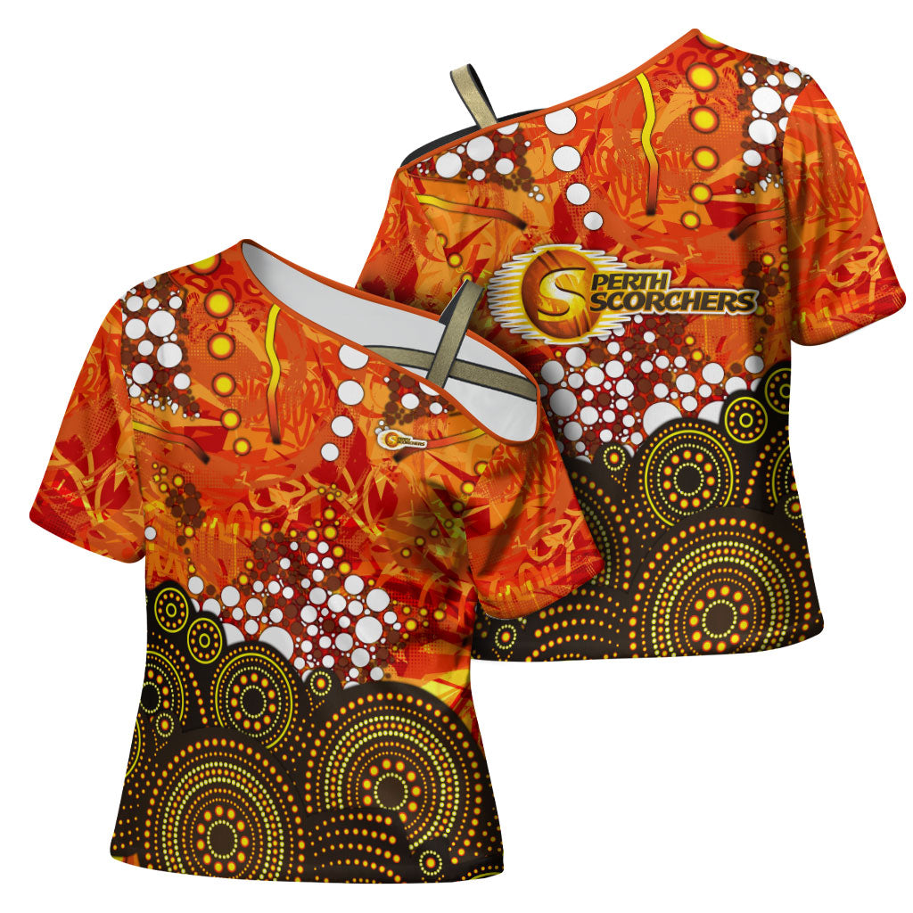 Perth Scorchers Cross Shoulder Shirt Graffiti Urban Aboriginal Dot Abstract Design