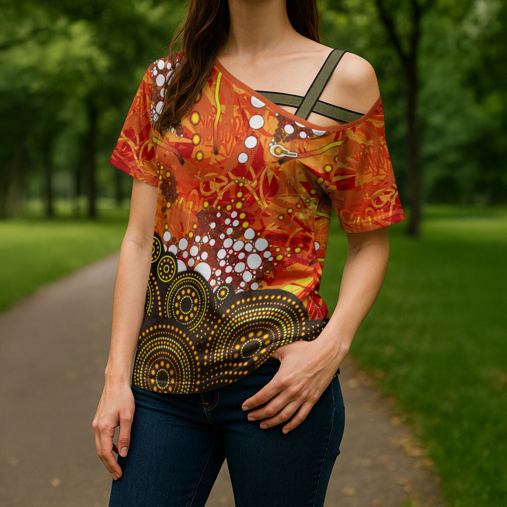 Perth Scorchers Cross Shoulder Shirt Graffiti Urban Aboriginal Dot Abstract Design