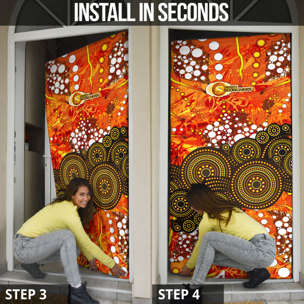 Perth Scorchers Door Cover Graffiti Urban Aboriginal Dot Abstract Design