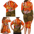 Perth Scorchers Family Matching Long Sleeve Bodycon Dress and Hawaiian Shirt Graffiti Urban Aboriginal Dot Abstract Design