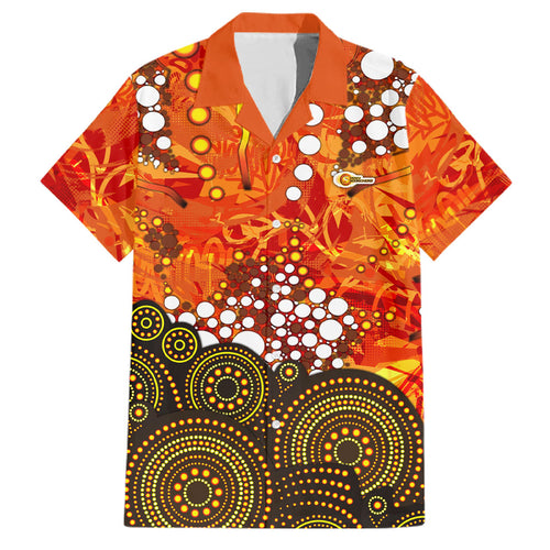 Perth Scorchers Family Matching Long Sleeve Bodycon Dress and Hawaiian Shirt Graffiti Urban Aboriginal Dot Abstract Design