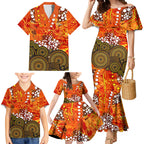 Perth Scorchers Family Matching Mermaid Dress and Hawaiian Shirt Graffiti Urban Aboriginal Dot Abstract Design