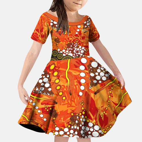 Perth Scorchers Family Matching Mermaid Dress and Hawaiian Shirt Graffiti Urban Aboriginal Dot Abstract Design